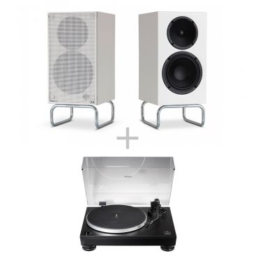 【優惠組合】Elac x Adsum Debut ConneX DCB41-DS 主動式喇叭+鐵三角 AT-LP5X 直接驅動式 黑膠唱盤
